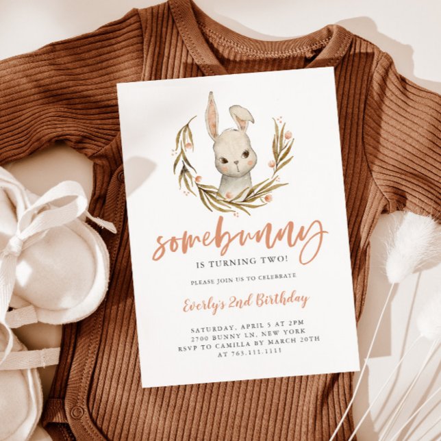 Invitation Soirée d'anniversaire de la fille Bunny mignonne (Créateur téléchargé)