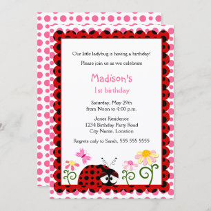 Invitation Soirée d'anniversaire de la petite Ladybug