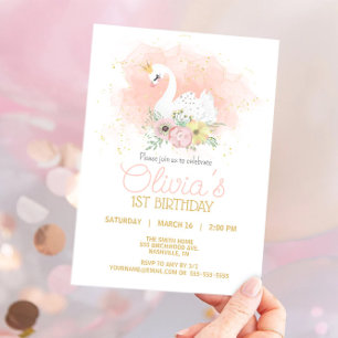 Invitation Soirée d'anniversaire de la princesse rose cygne