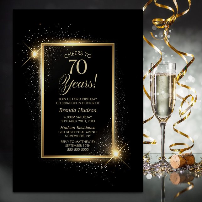 Invitation Soirée d'anniversaire de l'or noir de 70 ans (Créateur téléchargé)