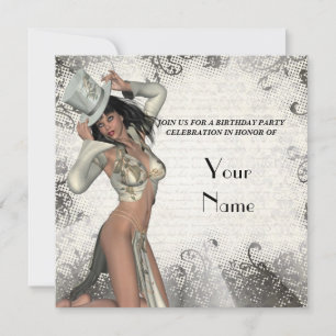 Invitation Soirée d'anniversaire de showgirl en argent