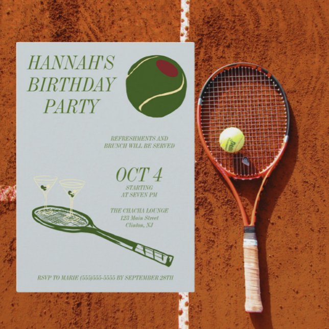 Invitation Soirée d'anniversaire de tennis (Créateur téléchargé)