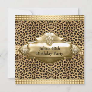 Invitation Soirée d'anniversaire des femmes léopards d'or
