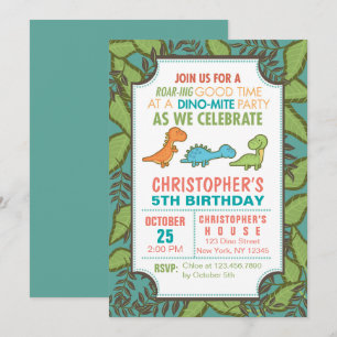Invitation Soirée d'anniversaire des mignons dinosaures
