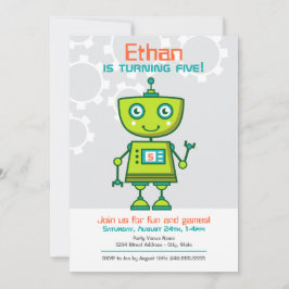 Invitation Soirée d'anniversaire des robots verts