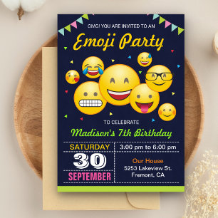 Invitation Soirée d'anniversaire du mignon Emoji