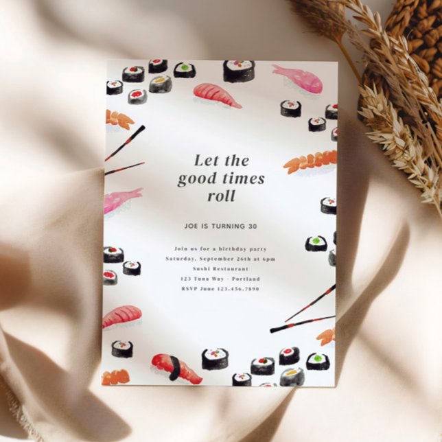 Invitation Soirée d'anniversaire du Sushi (Créateur téléchargé)