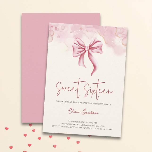 Invitation Soirée d'anniversaire Elegant Sweet sixteen de cab (Créateur téléchargé)