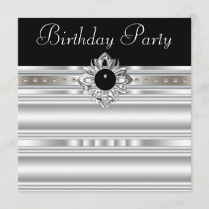 Invitation Soirée d'anniversaire Elégante femme noire et d'ar
