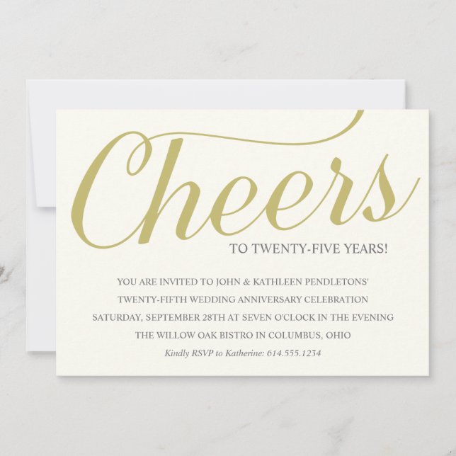 Invitation Soirée d'anniversaire Mariage de 25 ans (Devant)