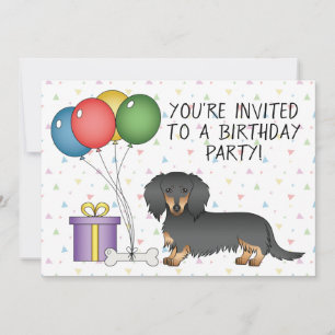 Invitation Soirée d'anniversaire Noir et Tan Long