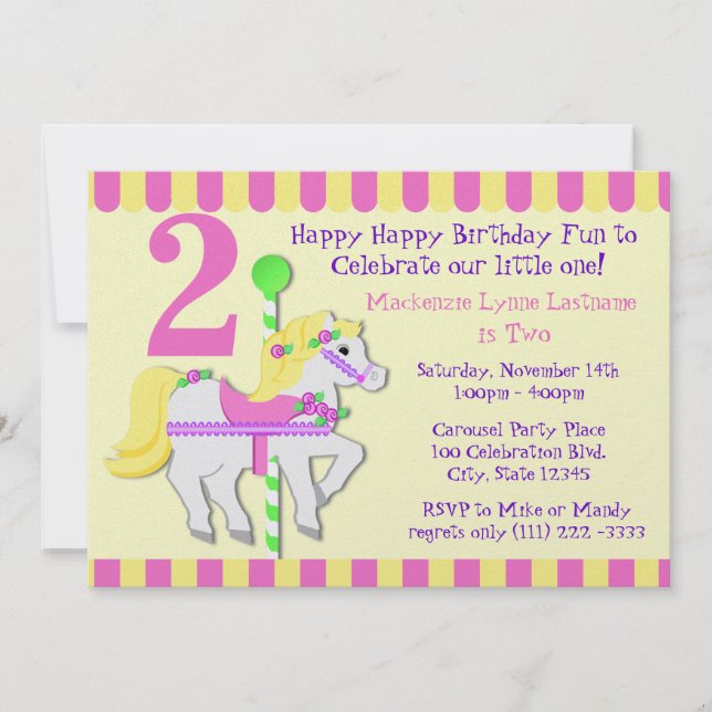 Invitation Soirée d'Anniversaire Peint Pony (Devant)
