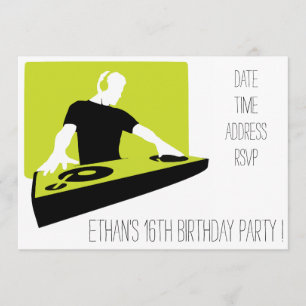 Invitation Soirée d'anniversaire pour adolescents cool DJ