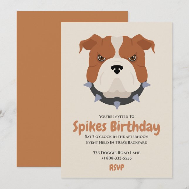 Invitation Soirée d'anniversaire pour chien chiot mignon (Devant / Derrière)