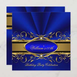 Invitation Soirée d'anniversaire Royal Blue Gold
