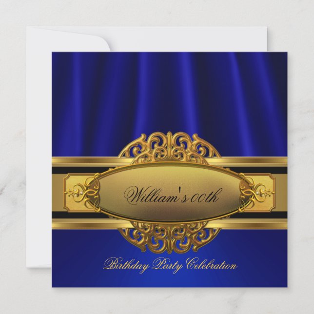 Invitation Soirée d'anniversaire Royal Blue Gold (Devant)