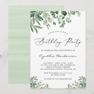 Invitation Soirée d'anniversaire simple et élégante Feuille E