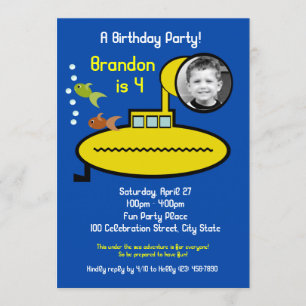 Invitation Soirée d'anniversaire sous-marine avec photo