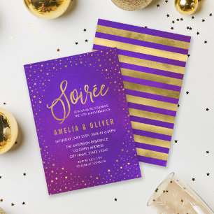 Invitation Soirée d'anniversaire Starry Purple Any Year