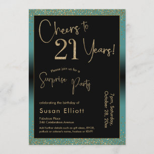 Invitation Soirée d'anniversaire surprise de 21 ans, Turquois