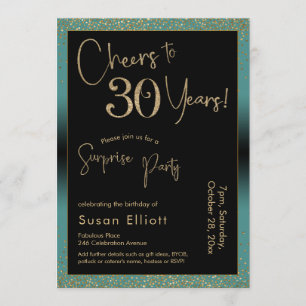 Invitation Soirée d'anniversaire surprise de 30 ans, Turquois