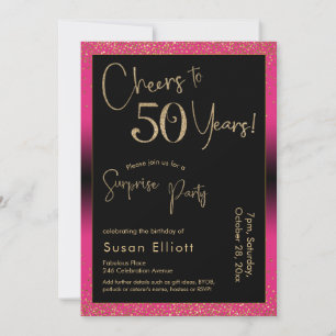 Invitation Soirée d'anniversaire surprise de 50 ans, rose