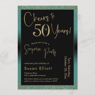 Invitation Soirée d'anniversaire surprise de 50 ans, Turquois