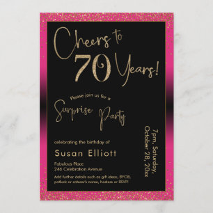 Invitation Soirée d'anniversaire surprise de 70 ans, rose