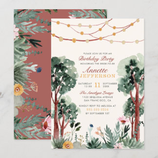 Invitation Soirée d'anniversaire unique aux arbres botaniques