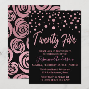 Invitation Soirée de 25e anniversaire de la Gold Faux Foil Ro