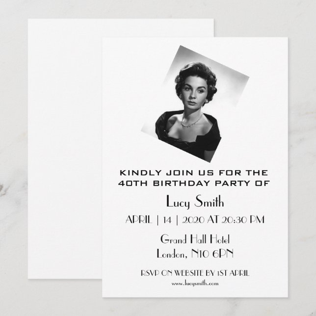 Invitation Soirée de 40e anniversaire personnalisée (Devant / Derrière)
