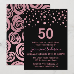 Invitation Soirée de 50e anniversaire des Gold Faux Foil Rose