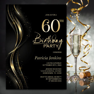 Invitation Soirée de 60e anniversaire de Black and Gold