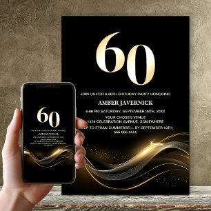 Invitation Soirée de 60e anniversaire de Black and Gold