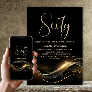 Invitation Soirée de 60e anniversaire de Black and Gold