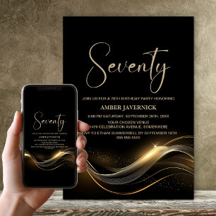 Invitation Soirée de 70e anniversaire de Black and Gold