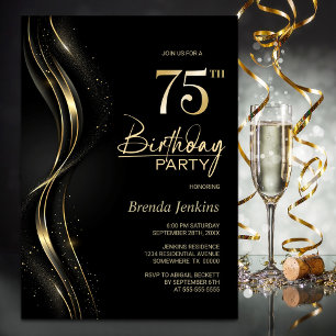 Invitation Soirée de 75e anniversaire de Black and Gold