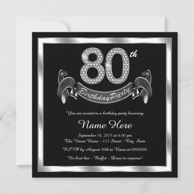 Invitation Soirée de 80e anniversaire (Devant)
