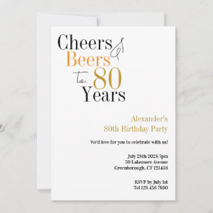Invitation Soirée de 80e anniversaire Cheers and Beers Minima