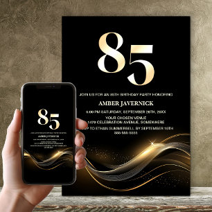 Invitation Soirée de 85e anniversaire de Black and Gold