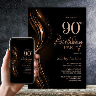 Invitation Soirée de 90e anniversaire noir et orange