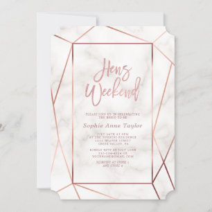 Invitation Soirée de Bachelorette Rose élégante Gold Hens Wee