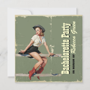 Invitation soirée de bachelortie rétro cowgirl western