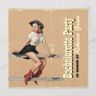 Invitation soirée de bachelortie rétro cowgirl western