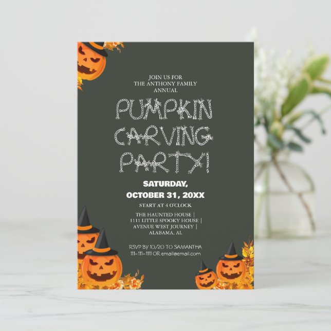 Invitation Soirée de carrosserie simple Citrouille Halloween  (Debout devant)