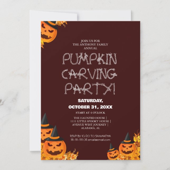 Invitation Soirée de carrosserie simple Citrouille Halloween  (Devant)