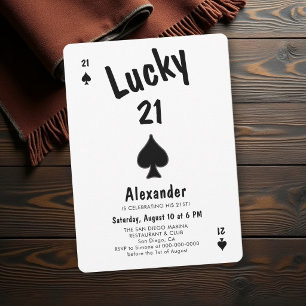 Invitation Soirée de Casino As de Pique Noir Hommes 21e Anniv