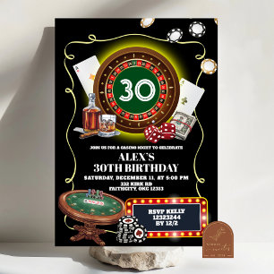 Invitation Soirée de Casino Homme Poker Adulte Anniversaire
