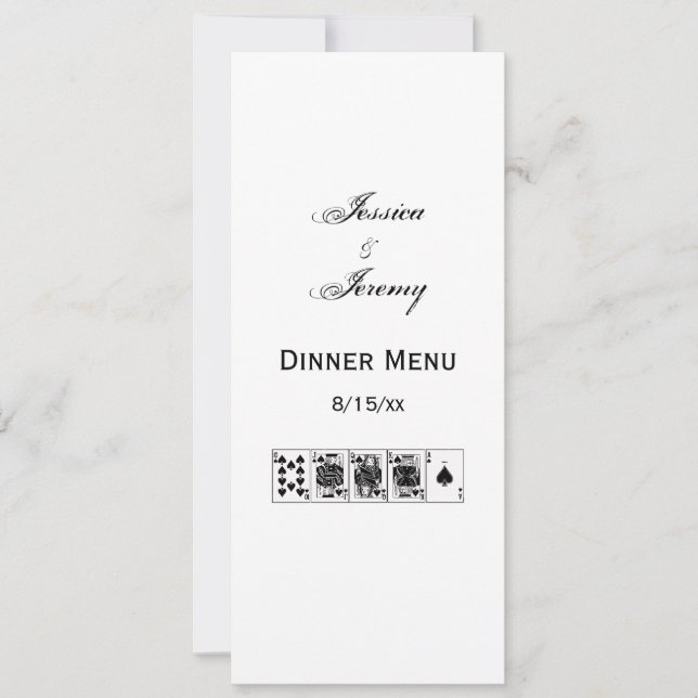 Invitation Soirée de Casino Poker Quinte Flush Royale Piques (Devant)