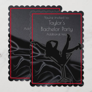 Invitation Soirée de célibataire silhouette en satin noir
